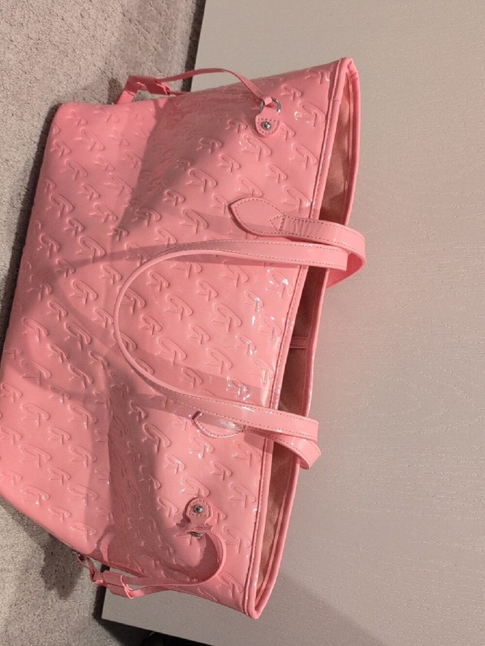 Pink Embossed Tote Bag - Stylish Everyday Carry - Picture 7 of 8